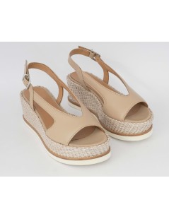 Gianmarco Sorelli JIL Sandalo Zeppa Rafia Nappa Beige