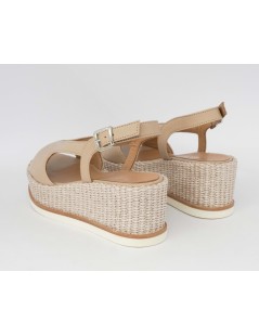 Gianmarco Sorelli JIL Sandalo Zeppa Rafia Nappa Beige