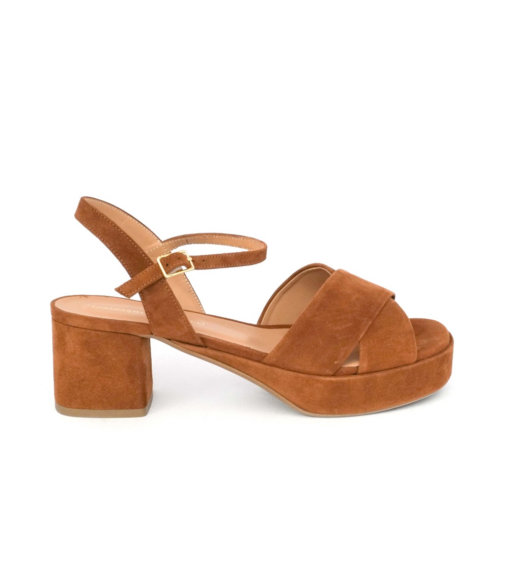 Gianmarco Sorelli Nada Sandalo Platform Incrocio Camoscio Cuoio