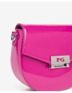 Nero Giardini Borsa a Tracolla Vernice Chiusura Scatto Logo Fuxia