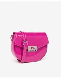 Nero Giardini Borsa a Tracolla Vernice Chiusura Scatto Logo Fuxia