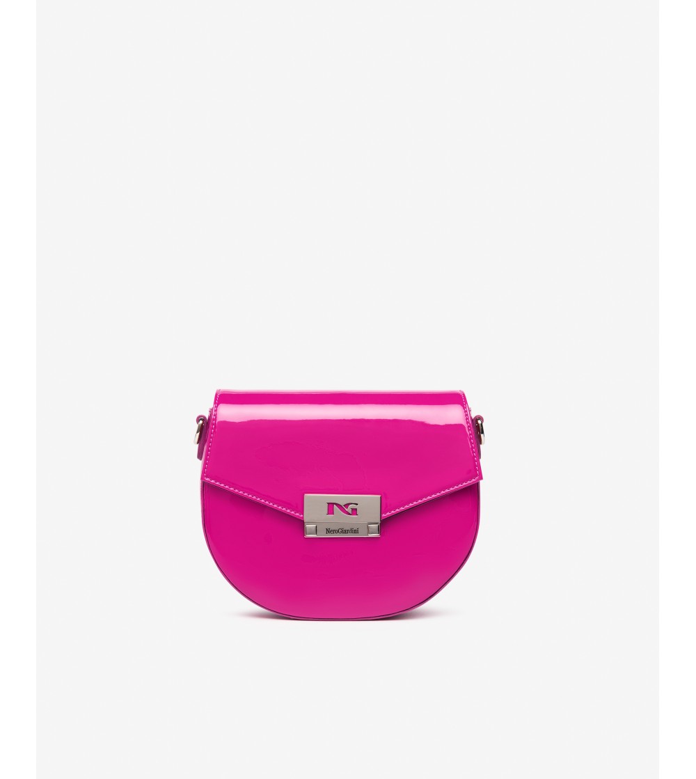 Nero Giardini Borsa a Tracolla Vernice Chiusura Scatto Logo Fuxia
