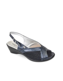 Valleverde Sandalo Zeppa Comfort Elastic Perlato Blu