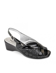 Valleverde Sandalo Zeppa Comfort Elastic Vernice Nero