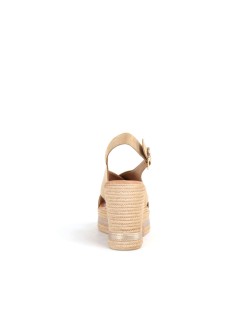 Valleverde Sandalo Fasciato Incrocio Zeppa Alta Beige