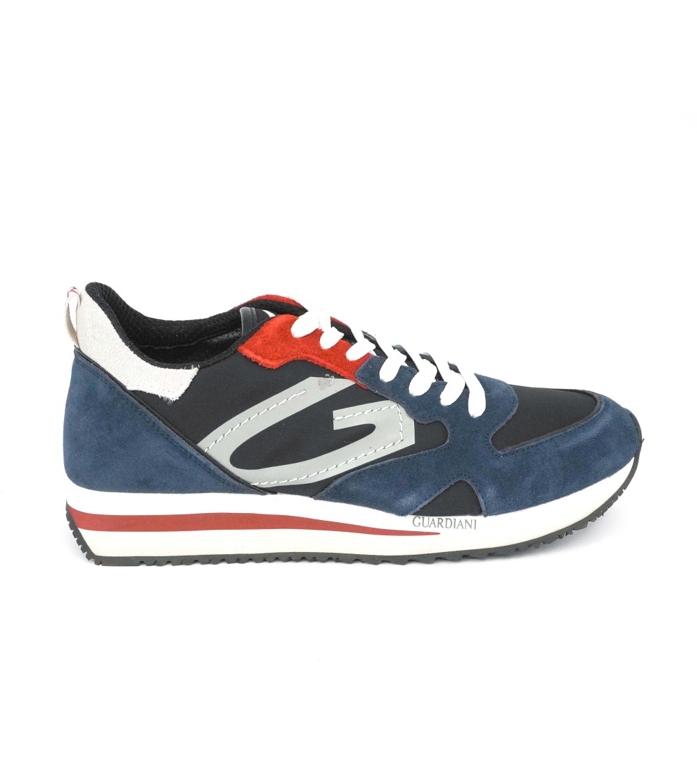 Guardiani Wen Sneakers Uomo Camoscio Blu Rosso Nero