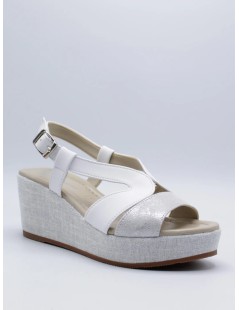 Valleverde Sandalo Fascia Laminata Incrociato Bianco Argento