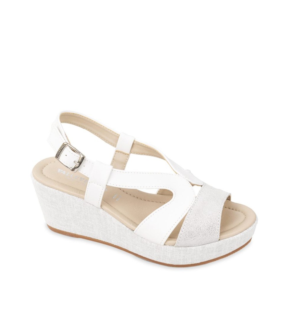 Valleverde Sandalo Fascia Laminata Incrociato Bianco Argento