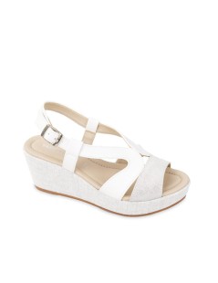 Valleverde Sandalo Fascia Laminata Incrociato Bianco Argento