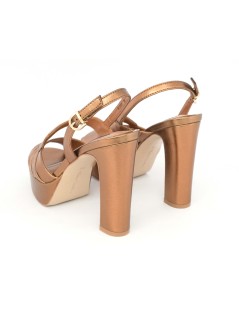 Luciano Barachini Sandalo Tacco Plateau Laminato Bronzo