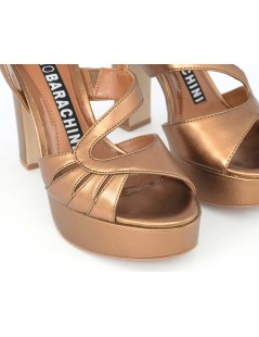 Luciano Barachini Sandalo Tacco Plateau Laminato Bronzo