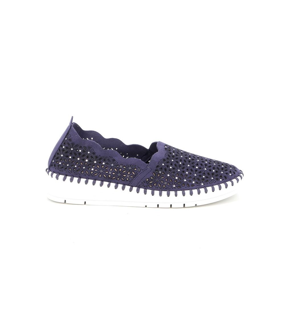 Grunland Slipon Traforato con Strass Alcantara Blu