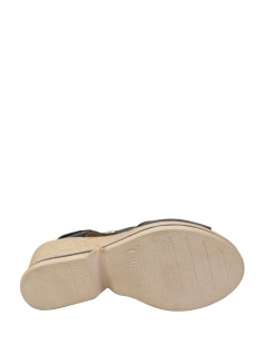 Valleverde Zeppa Tacco Bicolor Fascia Unito Tallone Velcro Nero