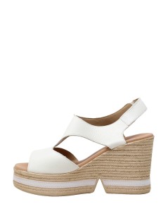 Valleverde Zeppa Tacco Bicolor Fascia Unito Tallone Velcro Bianco