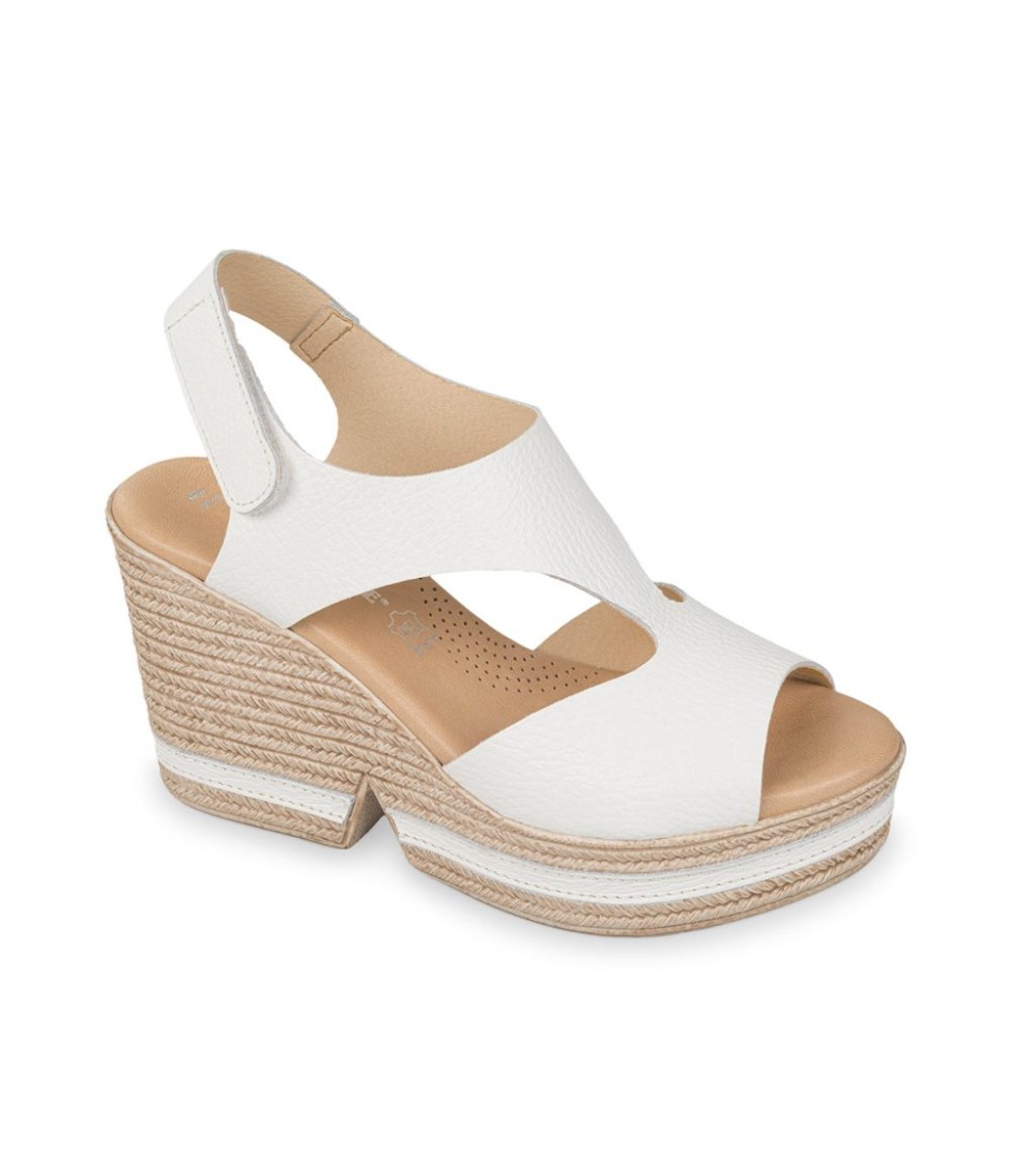 Valleverde Zeppa Tacco Bicolor Fascia Unito Tallone Velcro Bianco