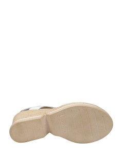 Valleverde Zeppa Tacco Bicolor Fascia Unito Tallone Velcro Bianco