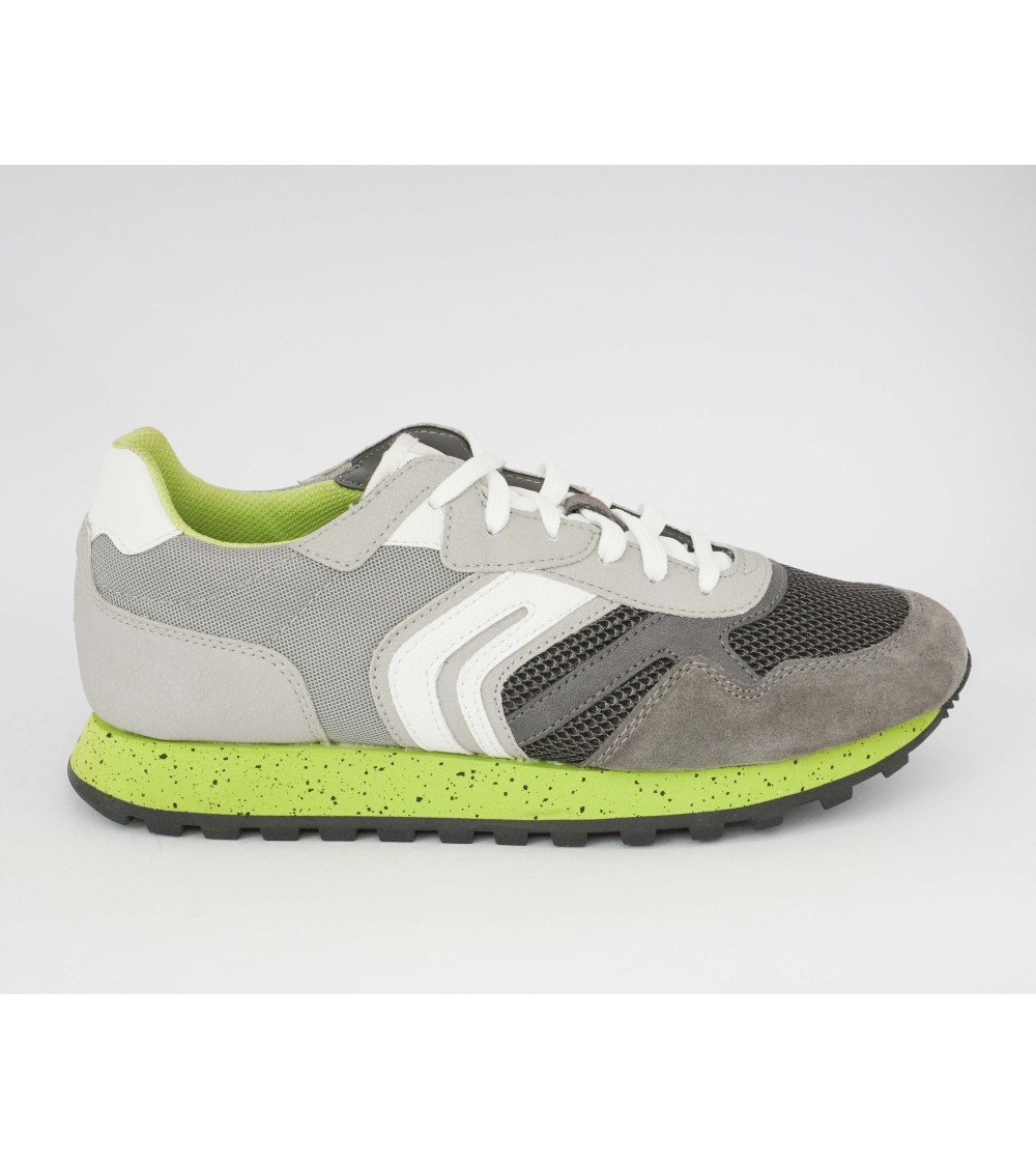 Geox Sneakers Uomo Balance Ponente Tessuto Grigio Lime