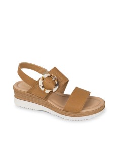 Valleverde Sandalo Zeppa 2 Fasce Fibbia Cinturino Elastico Cuoio