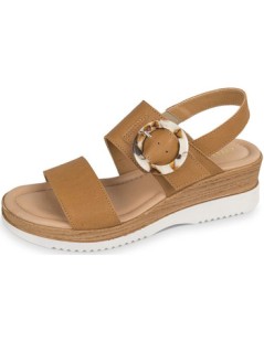 Valleverde Sandalo Zeppa 2 Fasce Fibbia Cinturino Elastico Cuoio