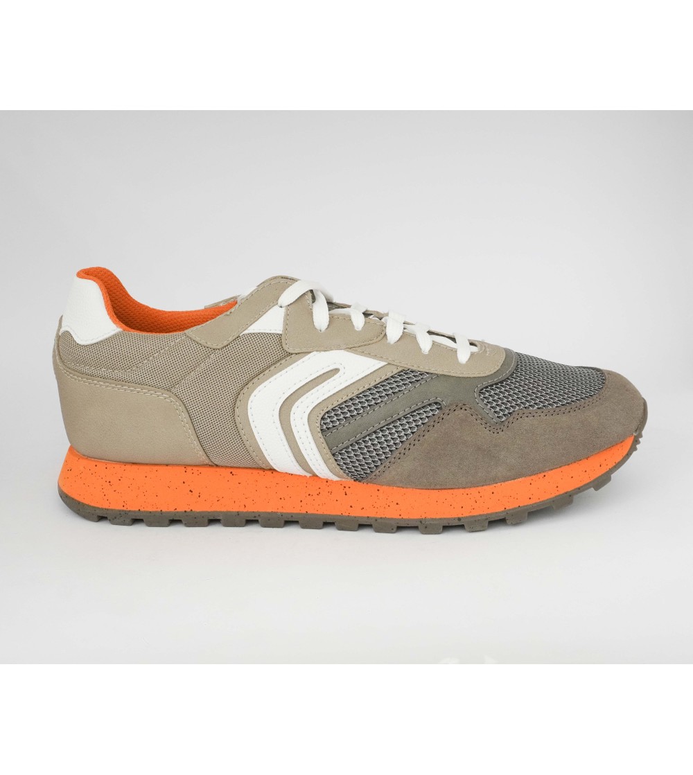 Geox Sneakers Uomo Balance Ponente Tessuto Taupe Arancio