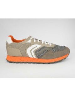 Geox Sneakers Uomo Balance Ponente Tessuto Taupe Arancio