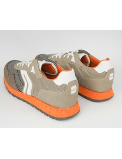 Geox Sneakers Uomo Balance Ponente Tessuto Taupe Arancio