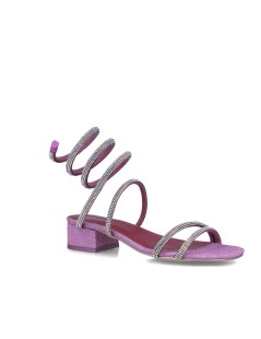 Menbur Sandalo Spirale Tacco Medio Glitter Strass Rosa