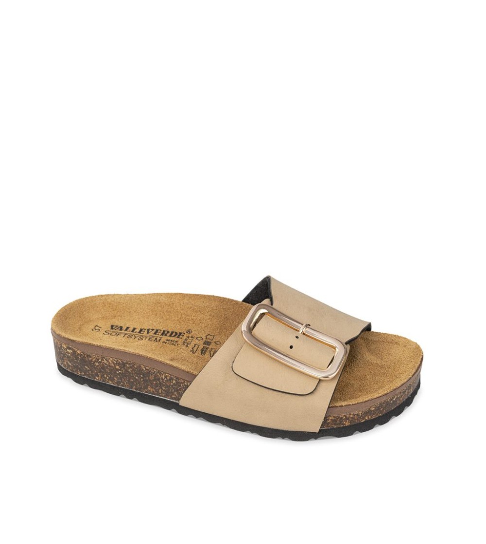 Valleverde Ciabatta Bio Soft Fascia Unica Fibbia Grande Sabbia