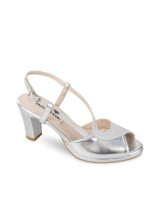 Valleverde Sandalo Plateau Trasversale Glitter Argento