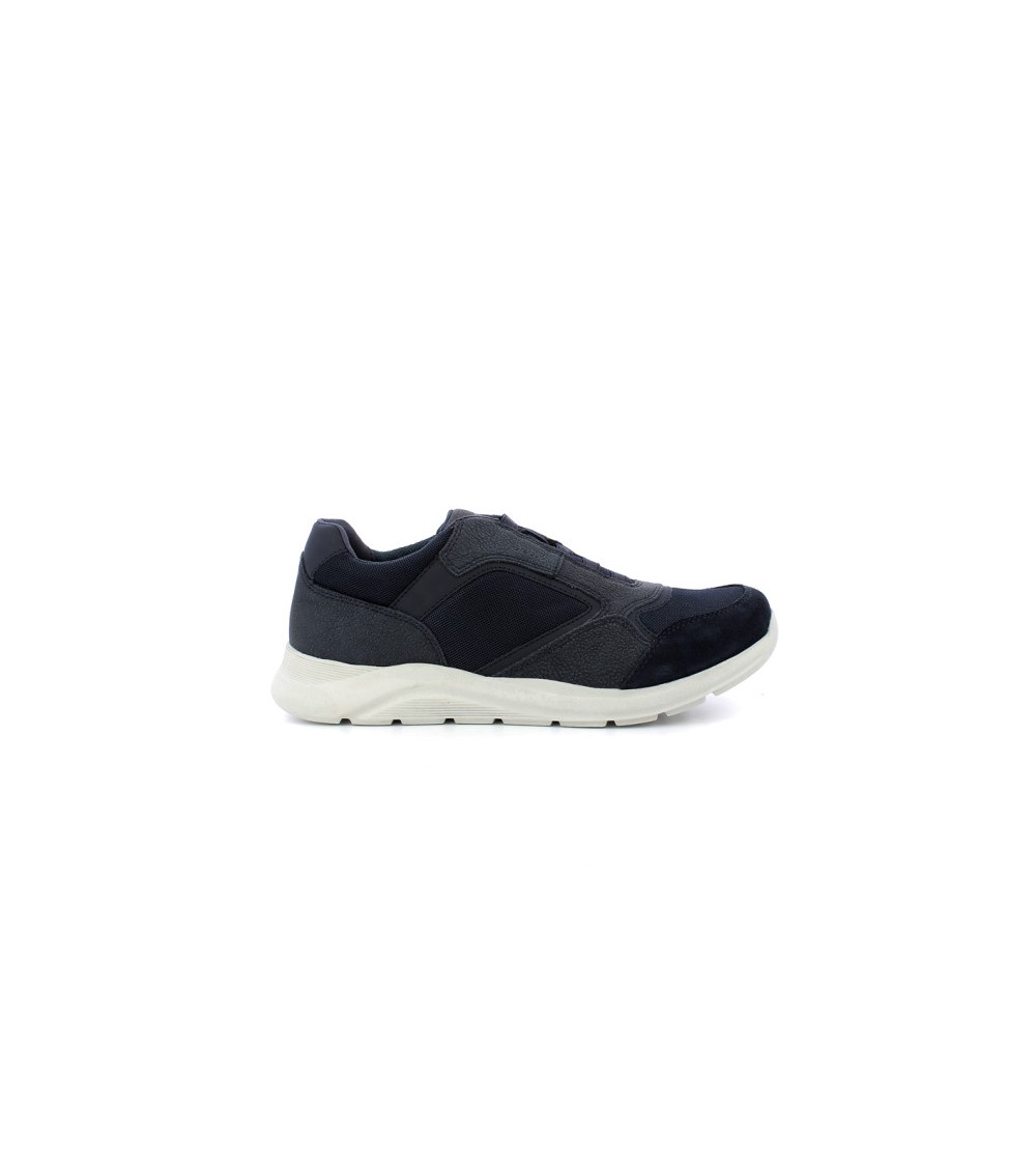 Geox Sneakers Uomo Damiano Laccio Elastico Tessuto Blu