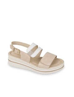 Valleverde Sandalo Zeppa Velcro Fascia Laminata Fibbia Argento