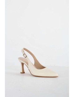 Valleverde Slingback a Punta Tacco Medio Braccialetto Fibbia Crema