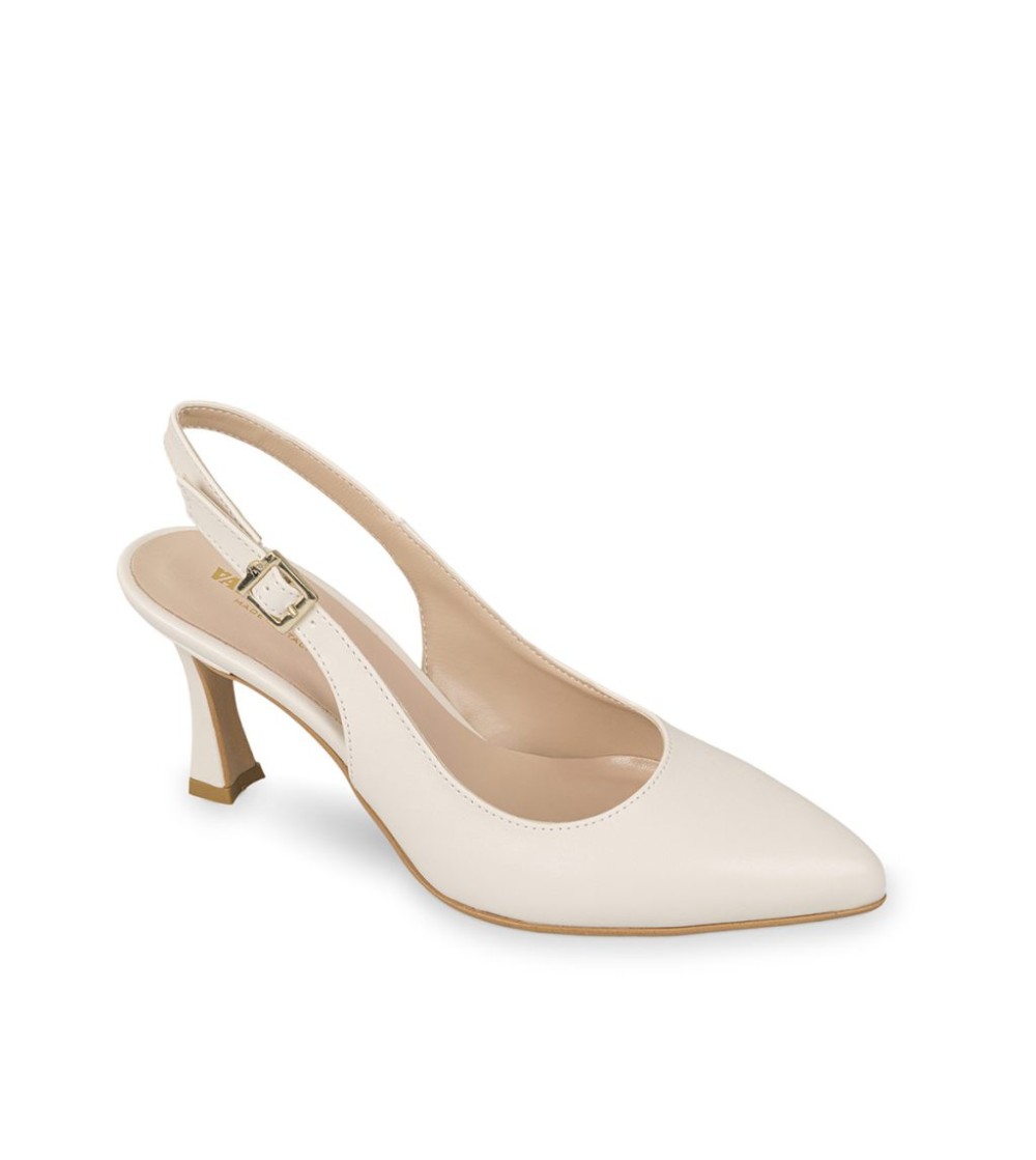 Valleverde Slingback a Punta Tacco Medio Braccialetto Fibbia Crema