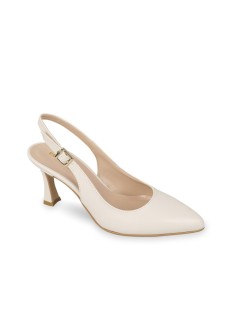 Valleverde Slingback a Punta Tacco Medio Braccialetto Fibbia Crema