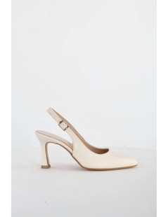 Valleverde Slingback a Punta Tacco Medio Braccialetto Fibbia Crema