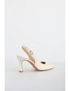 Valleverde Slingback a Punta Tacco Medio Braccialetto Fibbia Crema