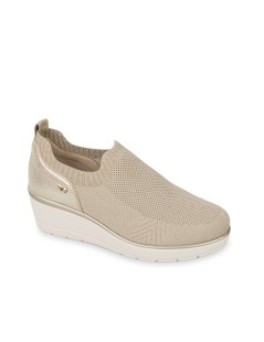 Valleverde Slipon Traforata Lurex Tessuto Zeppa Retro Laminato Oro