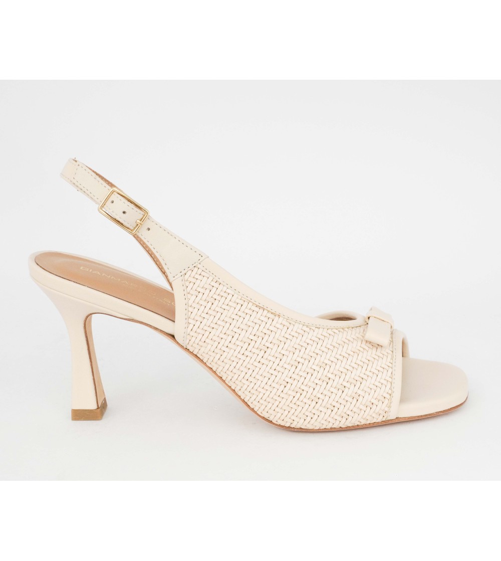 Gianmarco Sorelli Sandalo Medio Trasversale Intreccio Fiocco Avorio
