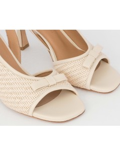 Gianmarco Sorelli Sandalo Medio Trasversale Intreccio Fiocco Avorio