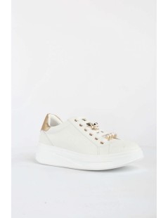 Valleverde Sneakers Cassetta Accessorio Ape Perle Bianco Oro