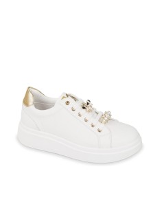 Valleverde Sneakers Cassetta Accessorio Ape Perle Bianco Oro
