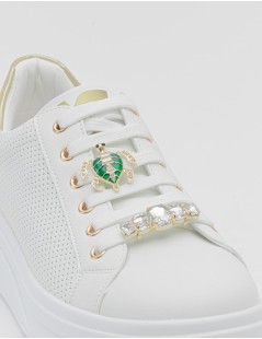 Valleverde Sneakers Cassetta Traforata Tarta Gioiello Bianco Oro