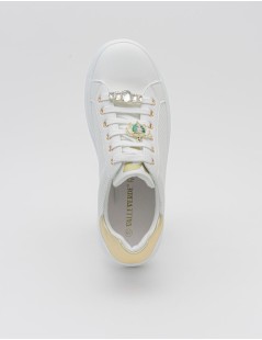 Valleverde Sneakers Cassetta Traforata Tarta Gioiello Bianco Oro