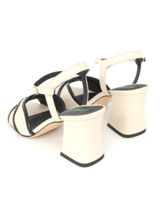 Gianmarco Sorelli Sandalo Alba Fascia Intreccio Avorio Nero