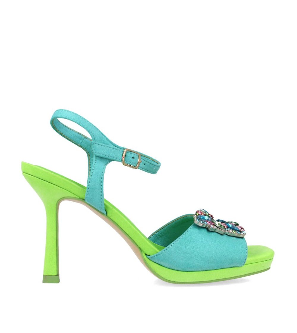 Menbur Sandalo Tacco Alto Gioiello Smeraldo Turchese