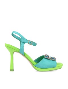 Menbur Sandalo Tacco Alto Gioiello Smeraldo Turchese