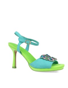 Menbur Sandalo Tacco Alto Gioiello Smeraldo Turchese