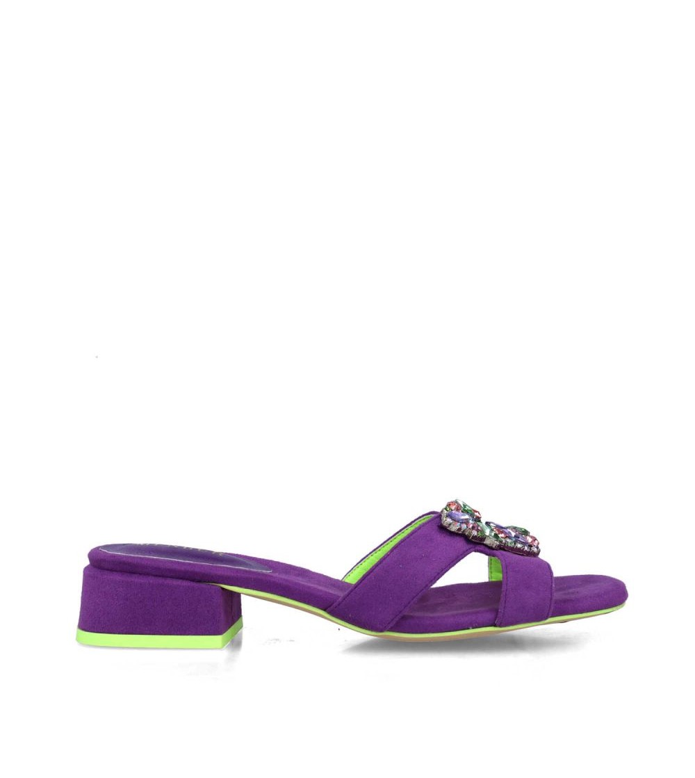 Menbur Ciabattina Tacco Medio Accessorio Gioiello Viola