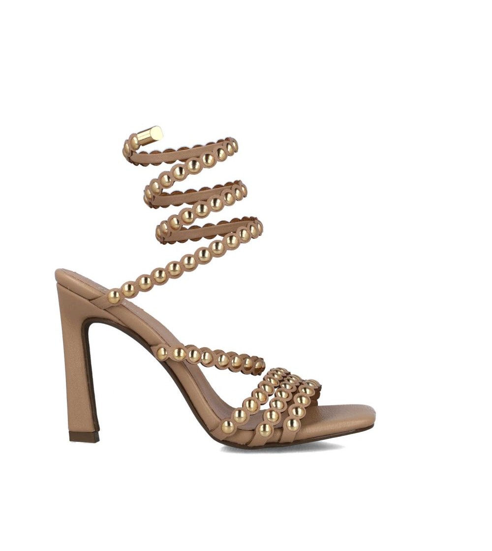 Menbur Sandalo Spirale Tacco Alto Borchie Pietra