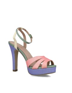 Menbur Sandalo Tacco Plateau Braccialetto Caviglia Multicolor